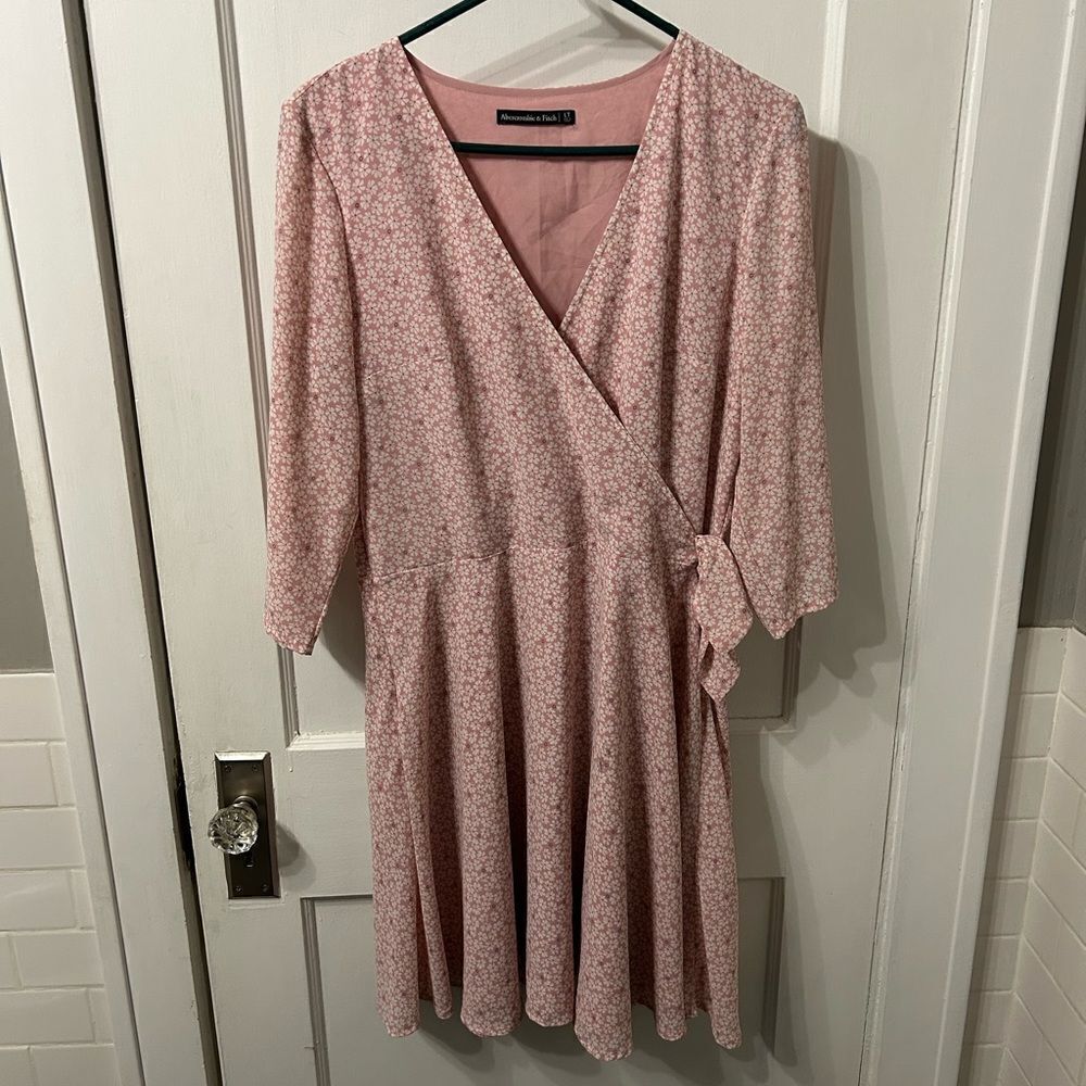 Abercrombie & Fitch Pink Midi Wrap Dress V-Neck Casual